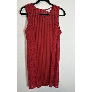 Spense Red Lace Overlay Dress 2pc Slip Lined Cocktail Sheath Knee Length Size 10